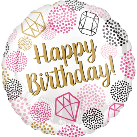 Happy Birthday "Драгоценные камни", фольгированный шар