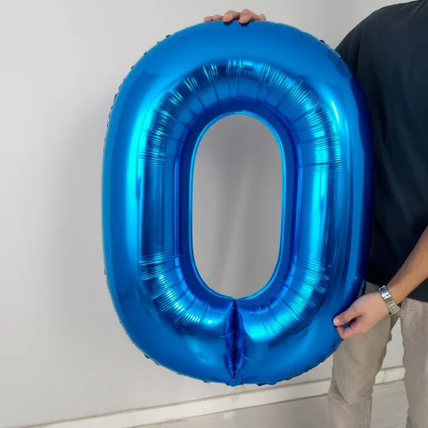 Синяя фольгированная цифра 0