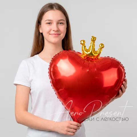 Сердце с короной, фольгированный шар