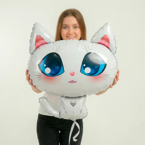 Фольгированный шар Фигура, Котенок, Белый