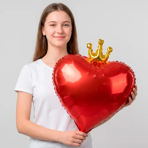 Сердце с короной, фольгированный шар