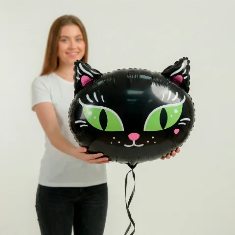 Фольгированный шар Фигура, Голова черной кошки