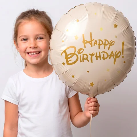 Happy Birthday, золотые звезды, фольгированный шар