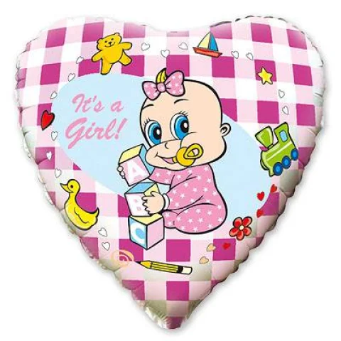 Сердечко It's a girl, фольгированный шар