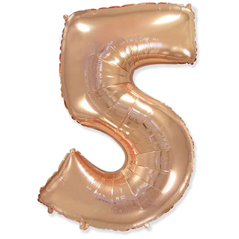 Фольгированная цифра, розовое золото, 5