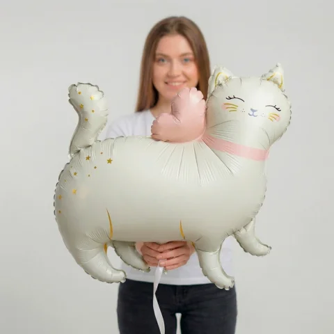 Фольгированный шар "Кошечка с сердцем"