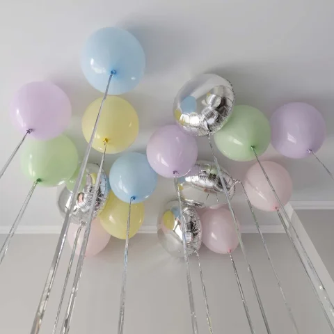 Нежный микс с серебром, 15 шаров