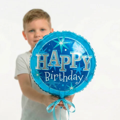 Happy Birthday "Голубые искры", фольгированный шар