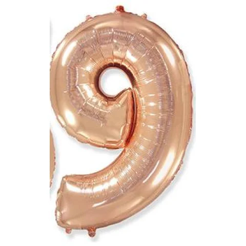 Фольгированная цифра, розовое золото, 9