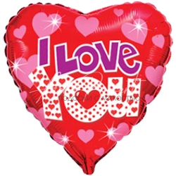 Яркие сердечки I Love You, фольгированный шар