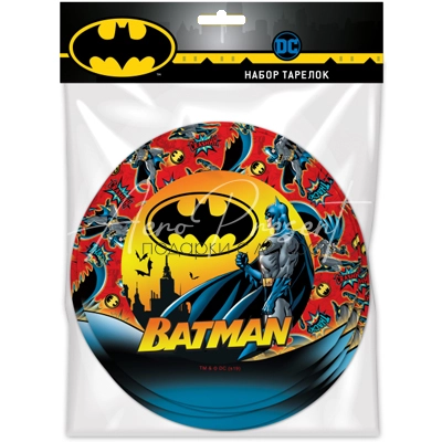 Набор бумажных тарелок Бэтмен 18см 6шт