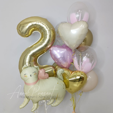 Набор шаров с кошечкой и цифрой
