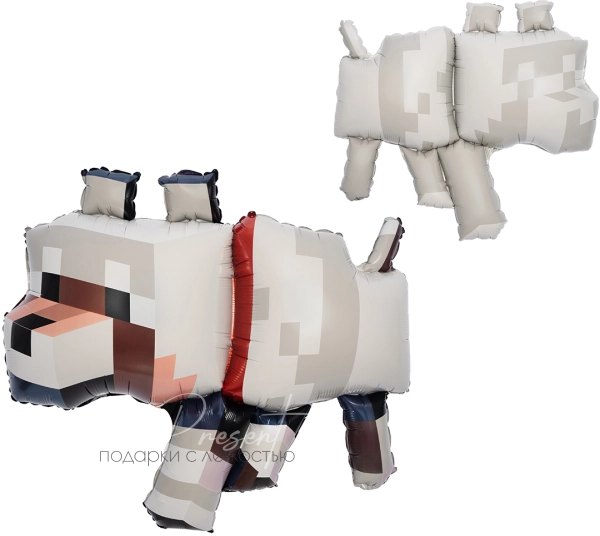 Фольгированный шар "Пиксельный волк"