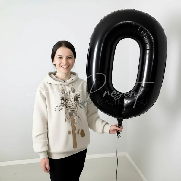 Черная фольгированная цифра, 0