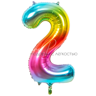 Фольгированная цифра, радуга металлик, 2