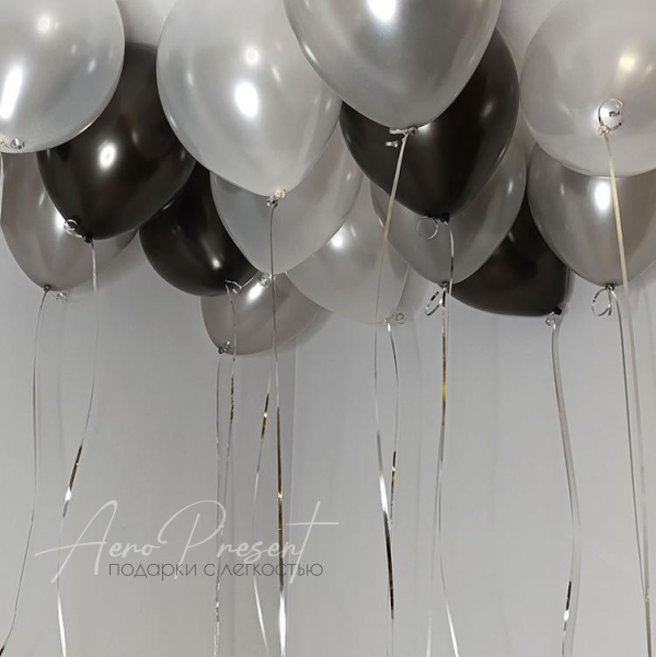 Микс шаров "Черный, Жемчуг, Серебро"