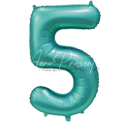Фольгированная цифра, мятный сатин, 5