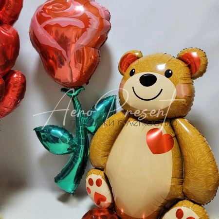 Набор "Влюбленный мишка и гигантская роза"