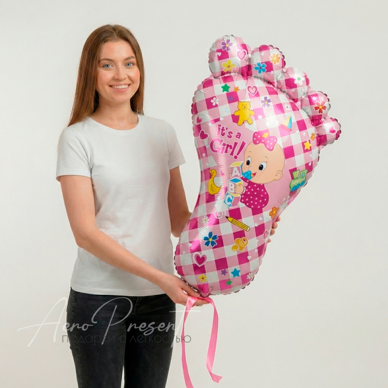 Пяточка It's a girl, фольгированный шар
