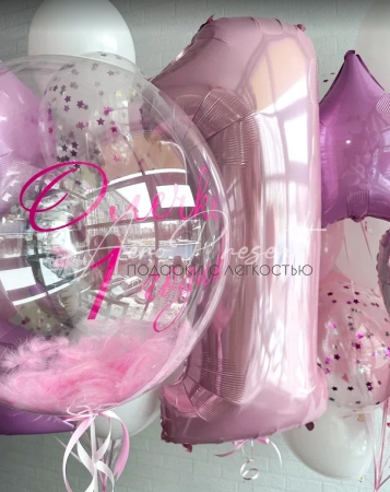 Композиция на годик "Розовая классика"