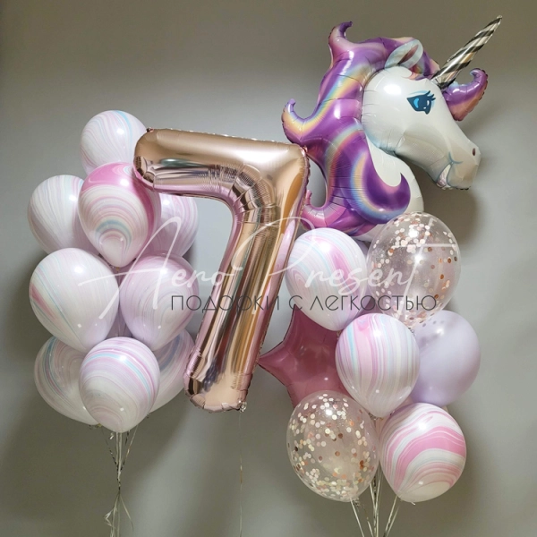 Нежный единорог с цифрой