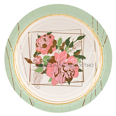 Тарелка Пионы 17см 6шт