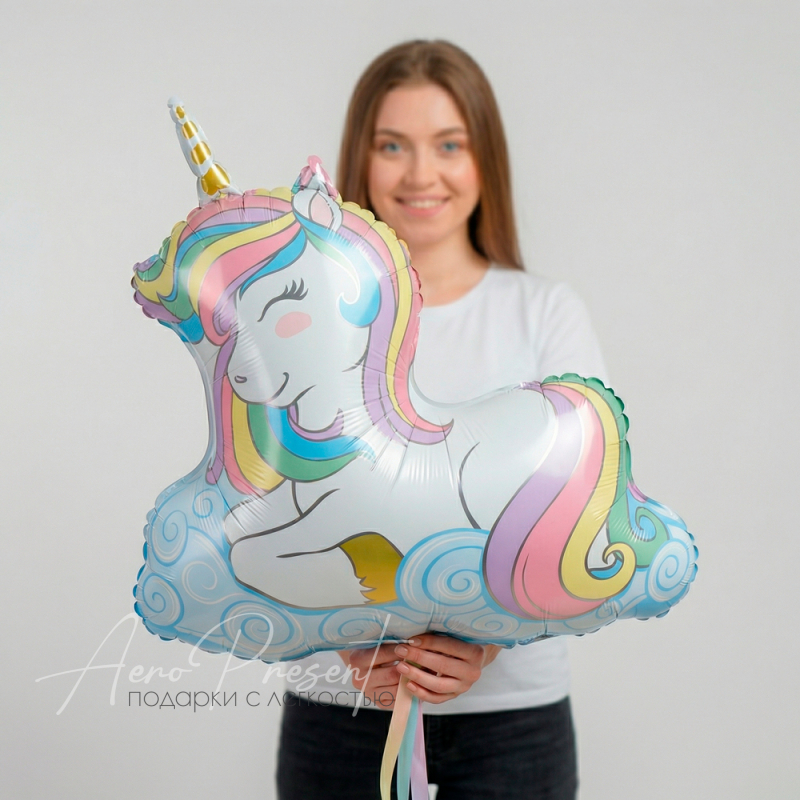 Фольгированный шар Нежный единорог на облаках