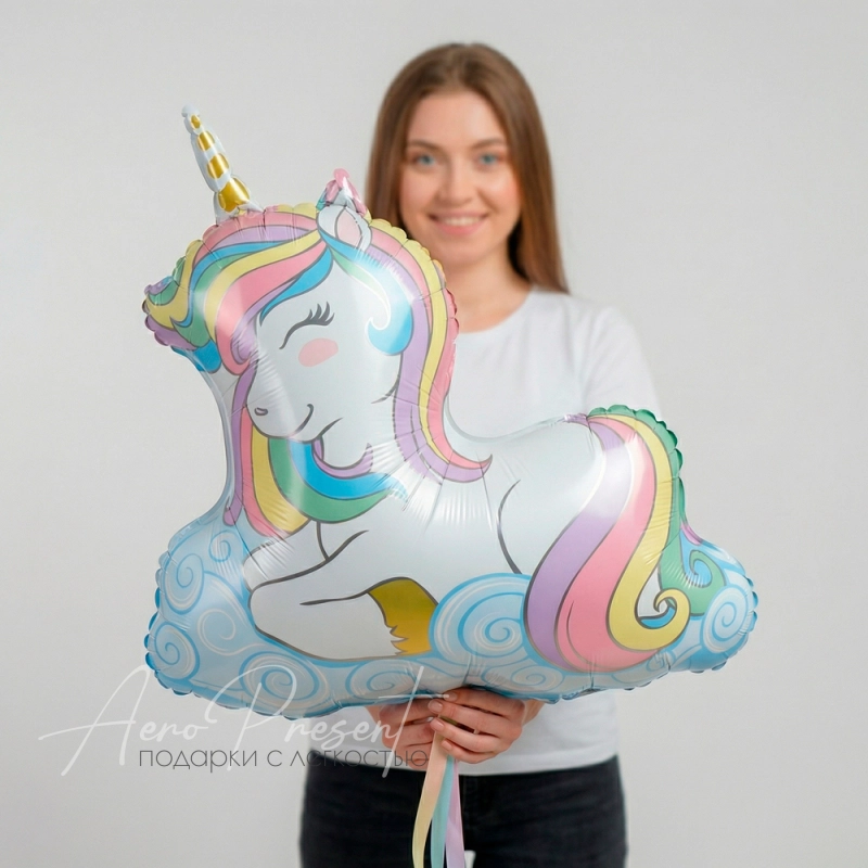 Фольгированный шар Нежный единорог на облаках