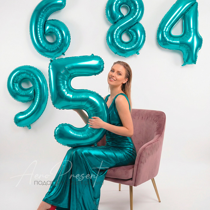 Бирюзовая фольгированная цифра