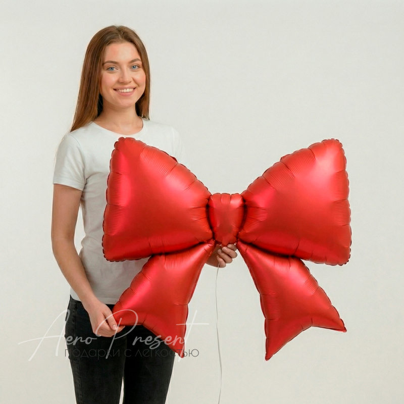 Фольгированный шар Бант, Красный, Сатин