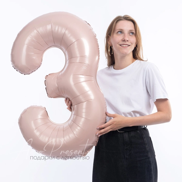 Фольгированный шар - цифра "Пыльная роза"