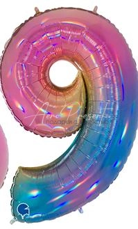 Фольгированная цифра "Переливы радуги", 9