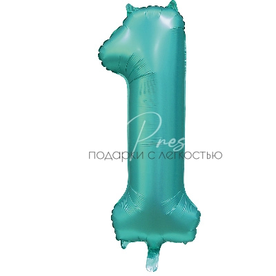 Фольгированная цифра, мятный сатин, 1