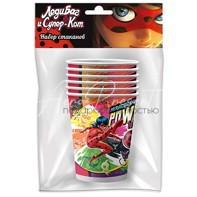 Набор стакан Леди Баг 205мл 6шт комиксы