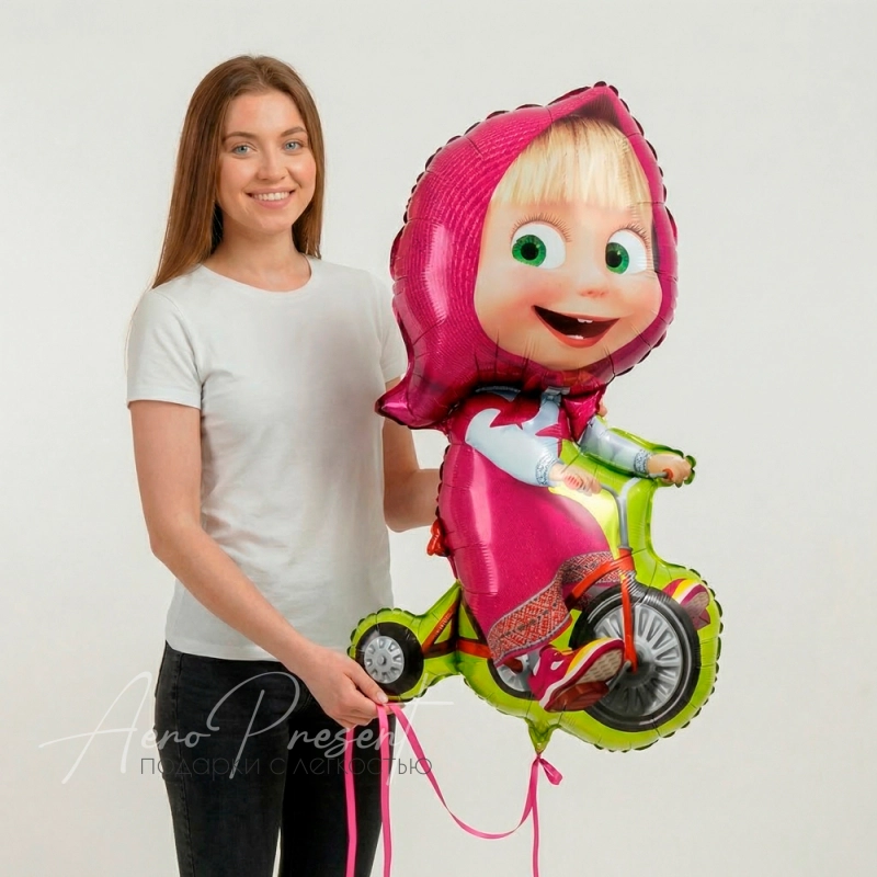 Фольгированный шар фигура "Маша на велосипеде"