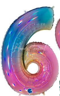 Фольгированная цифра "Переливы радуги", 6