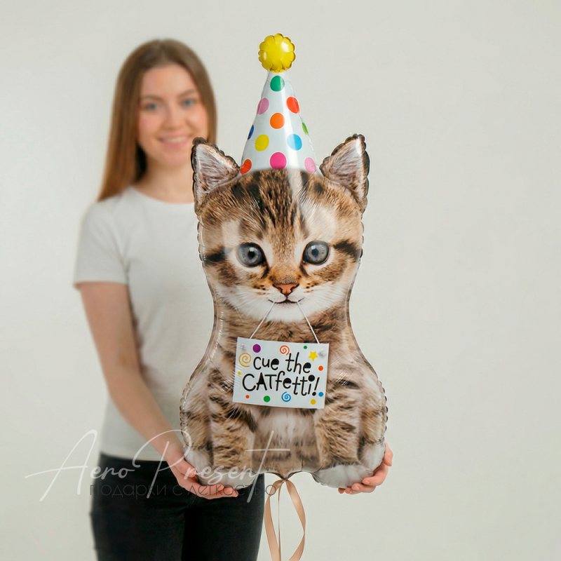 Фольгированный шар Котёнок в колпаке