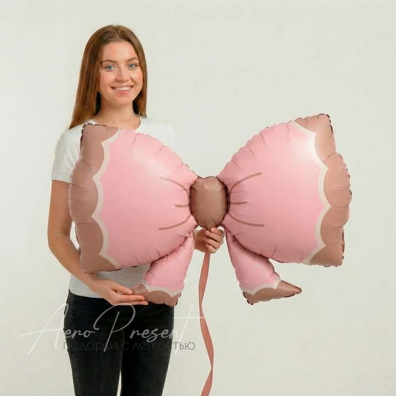 Фольгированный шар Фигура, Бант, Розовый, Сатин