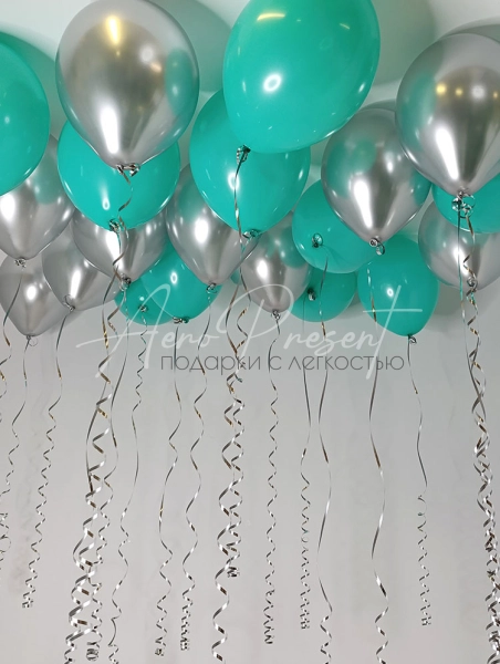 Микс шаров "Серебристо-Бирюзовый"
