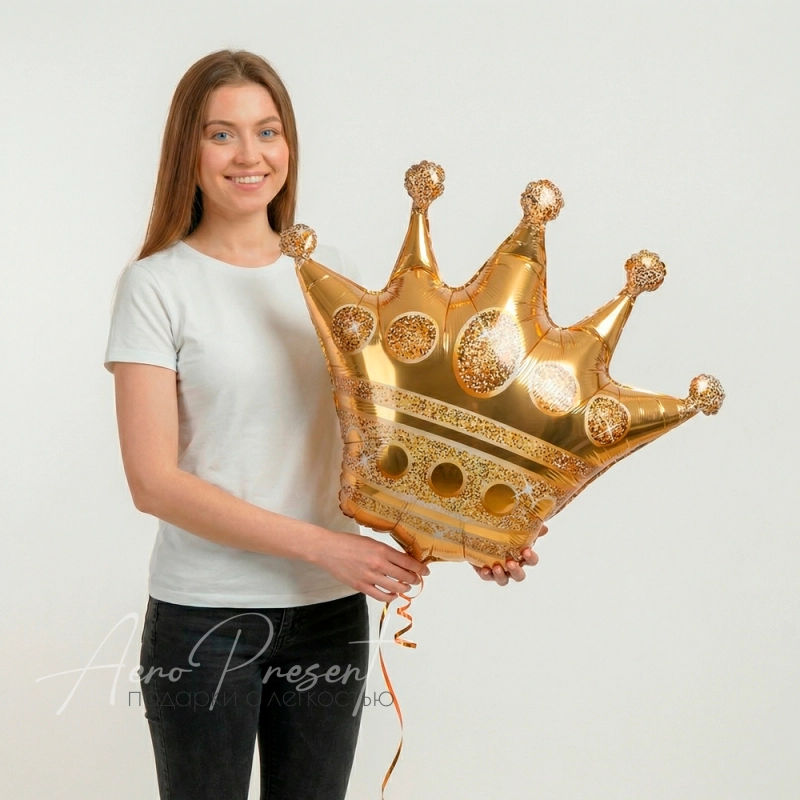 Фольгированный шар Фигура, Корона, Золото