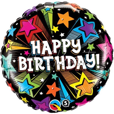 Happy Birthday "Звездопад на черном фоне", фольгированный шар