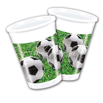 Стакан пласт Футбол зеленый 200мл 8шт
