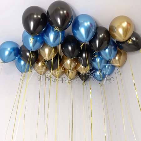Микс шаров черный, синий, золотой хром