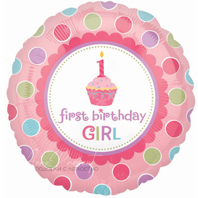 Фольгированный шар Круг с кексом со свечкой