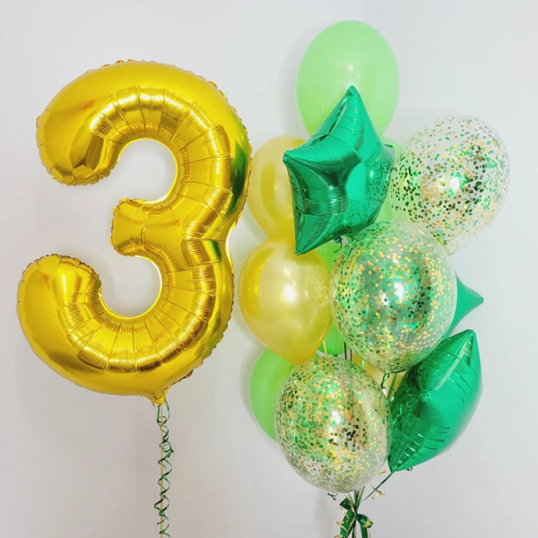 Золотисто-зеленый набор с цифрой