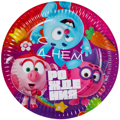 Тарелка бум СДР Смешарики Яркие 23см 6шт