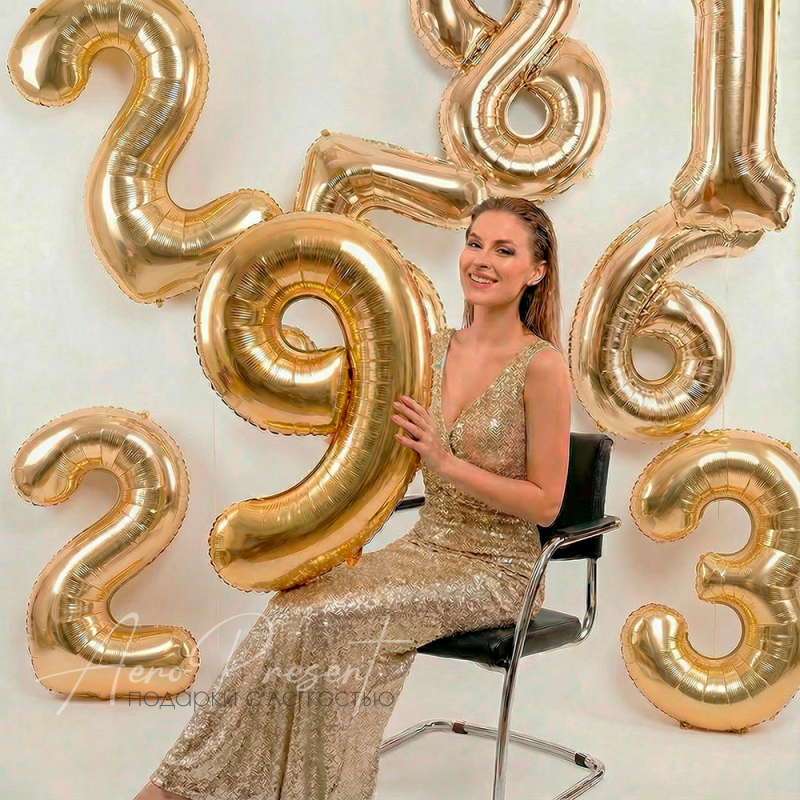 Фольгированная цифра "Светлое золото"