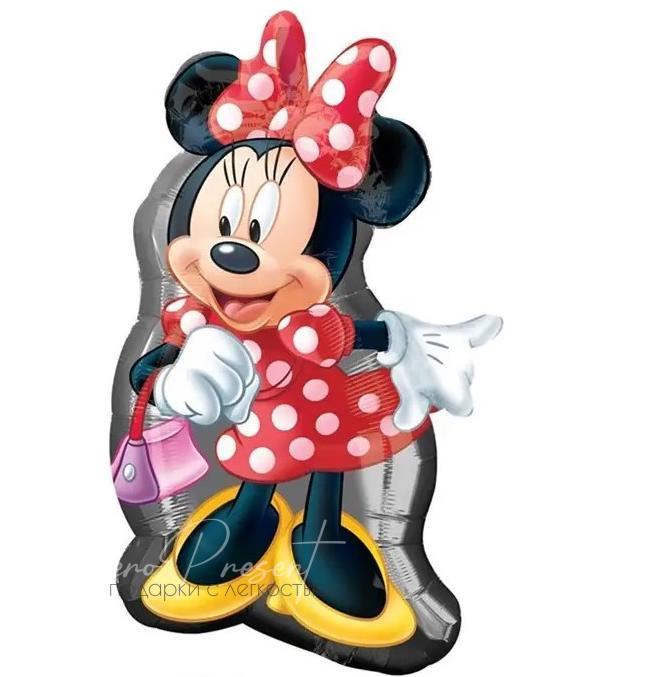 Фольгированный шар Фигура, Минни Маус в красном платье