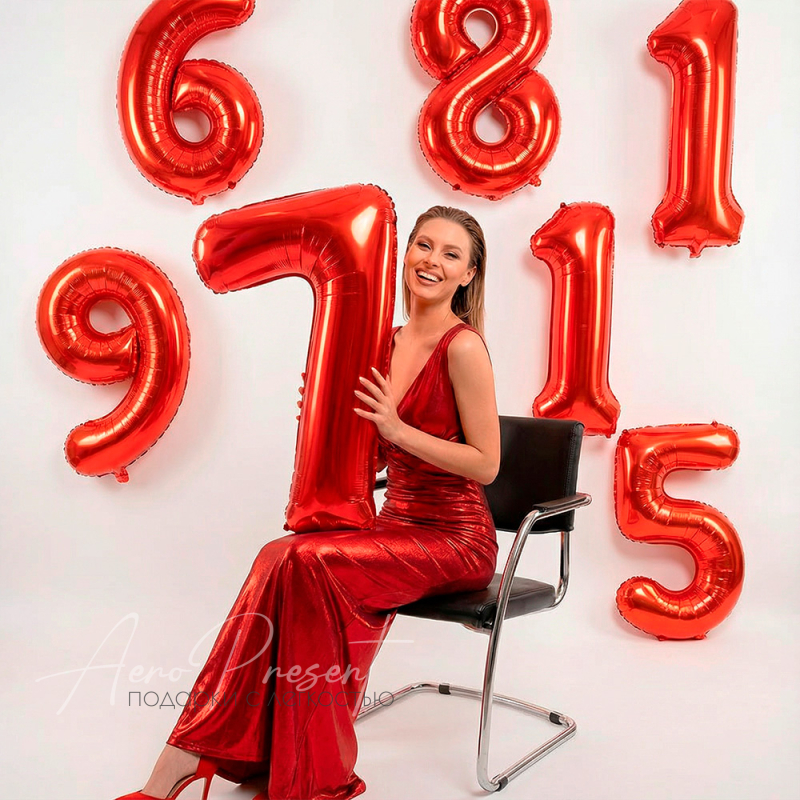 Красный фольгированный шар-цифра