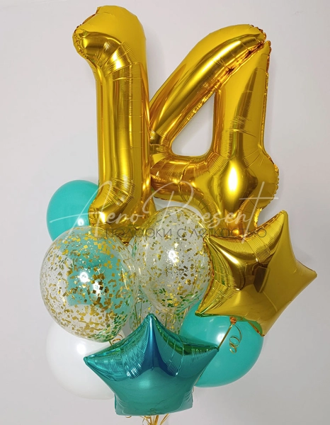 Мятно-Золотое облако с цифрами на выбор